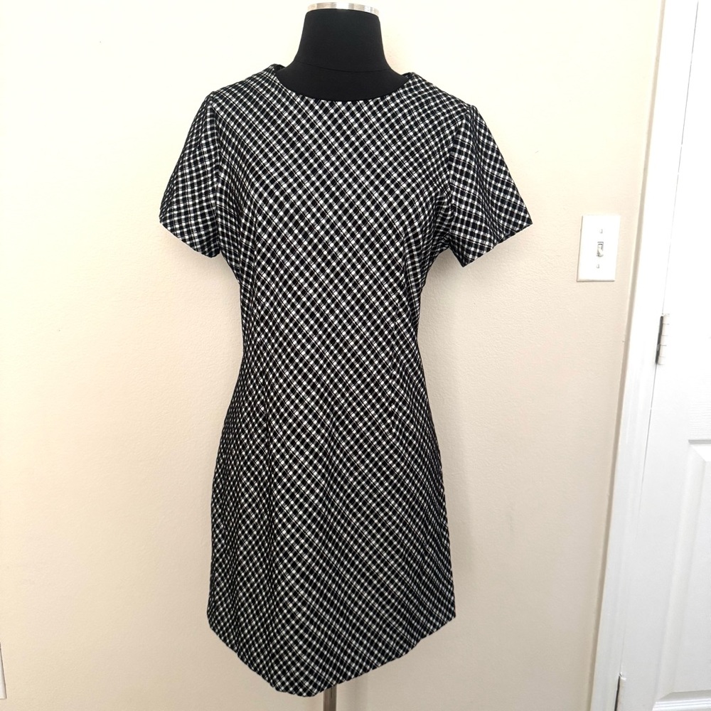 SPANX Medium Dress Ponte Stretch Mini Dress in Jacquard Black Plaid Size Medium - Picture 3 of 9